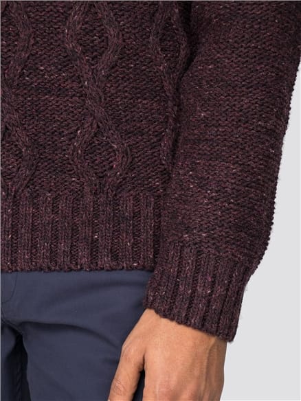 Burgundy Cableknit Crew Jumper