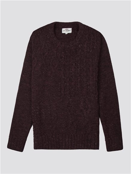 Burgundy Cableknit Crew Jumper