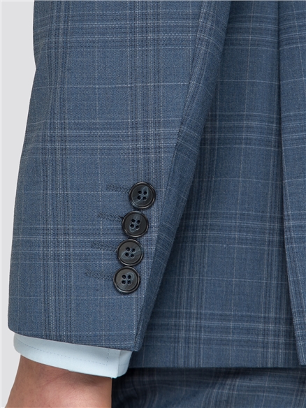 Light Blue Check Tailored Fit Suit Jacket