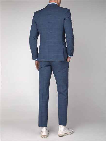 Light Blue Check Tailored Fit Suit Jacket