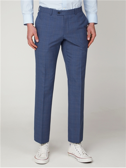 Light Blue Check Tailored Fit Suit Jacket