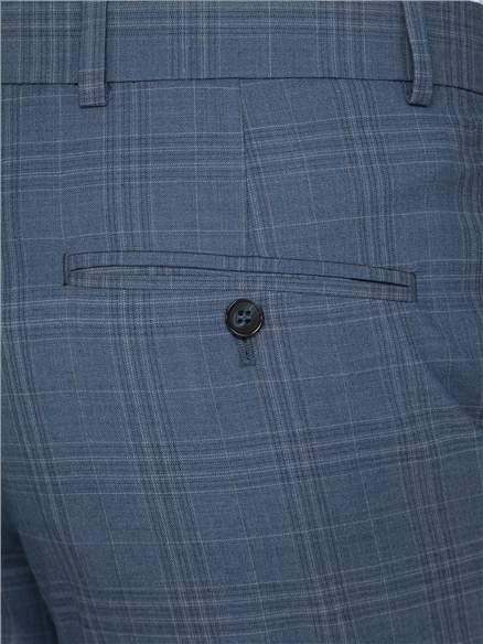 Light Blue Check Tailored Fit Suit Jacket