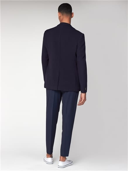 Navy Brushed Texture Unstructured Slim Jacket