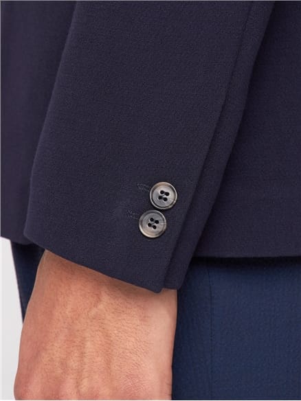 Navy Brushed Texture Unstructured Slim Jacket