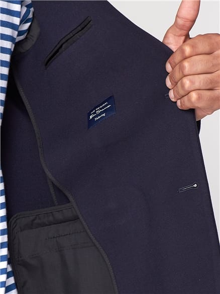 Navy Brushed Texture Unstructured Slim Jacket