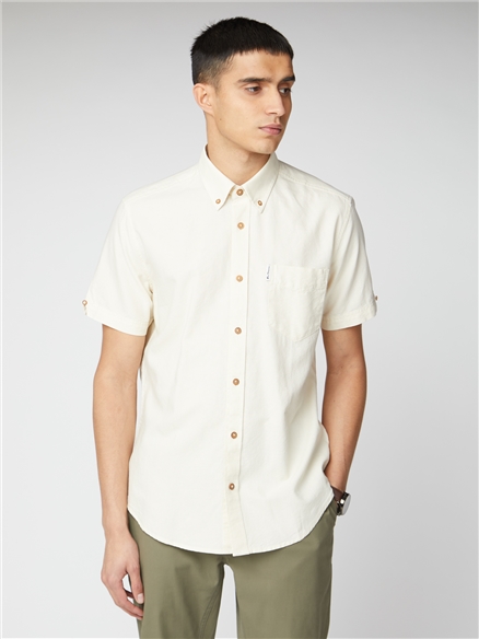 Men's Ecru Signature Short Sleeve Oxford Shirt | Ben Sherman UK