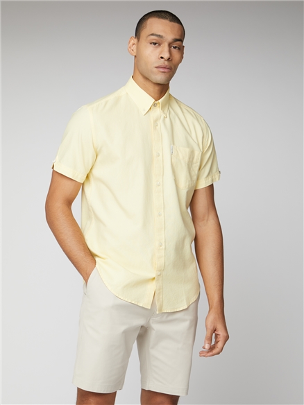 Mens Yellow Signature Short Sleeve Oxford Shirt | Ben Sherman UK