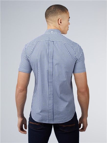 Blue & White Short Sleeve Gingham Shirt | Ben Sherman | Est 1963