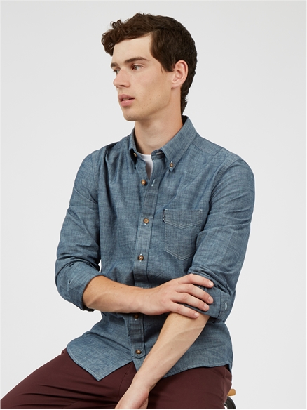 old navy mens chambray shirt
