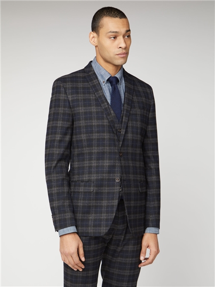 black and blue checkered suit