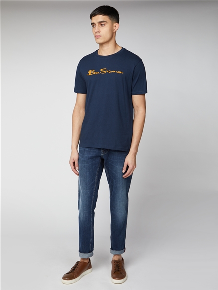 Navy And White Signature Logo T Shirt Ben Sherman Est 1963