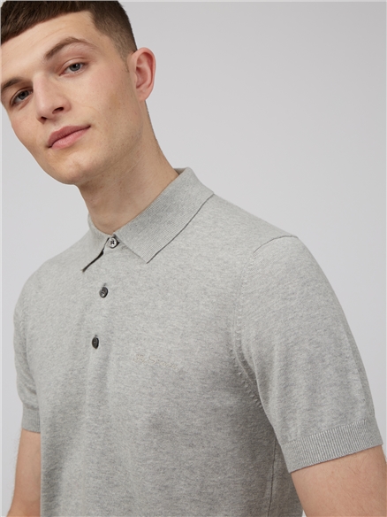 Men's Signature Knitted Polo Shirt - Steel | Ben Sherman