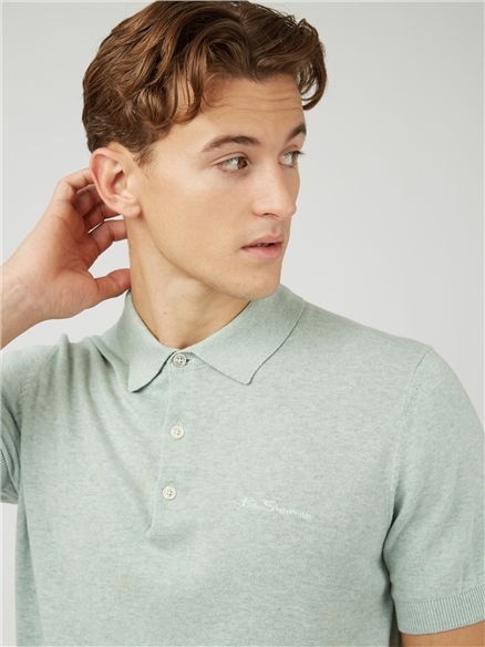 Burty Blue Textured Smart Knitted Polo