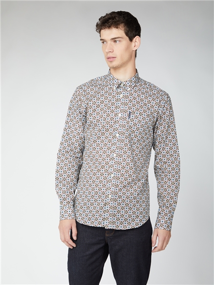 Long Sleeve Foulard Tile Print Shirt | Ben Sherman | Est 1963