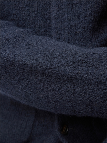 Carter (Notch) Long Overcoat - Navy Boiled Wool