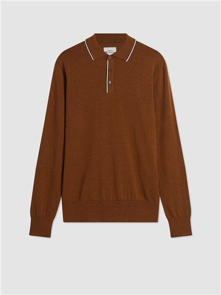 Tipped Merino Polo - Utility Brown | Ben Sherman