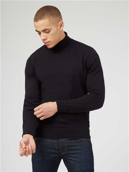 Black cotton shop roll neck jumper