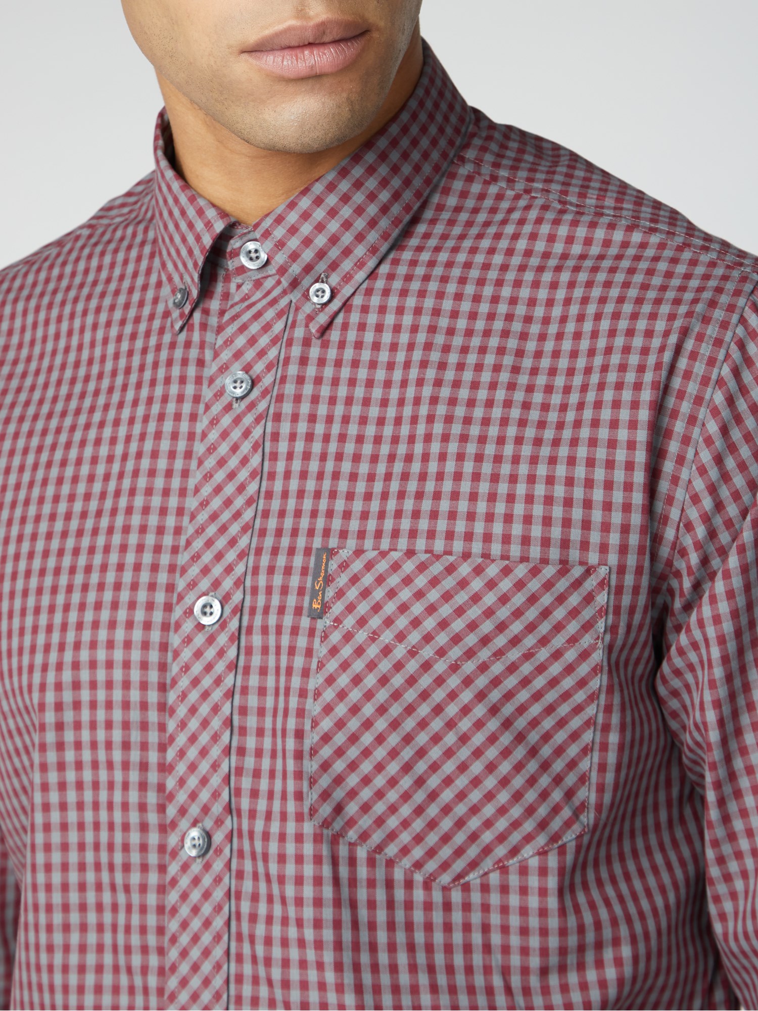 Mid Grey Checked Gingham Shirt | Ben Sherman | Est 1963