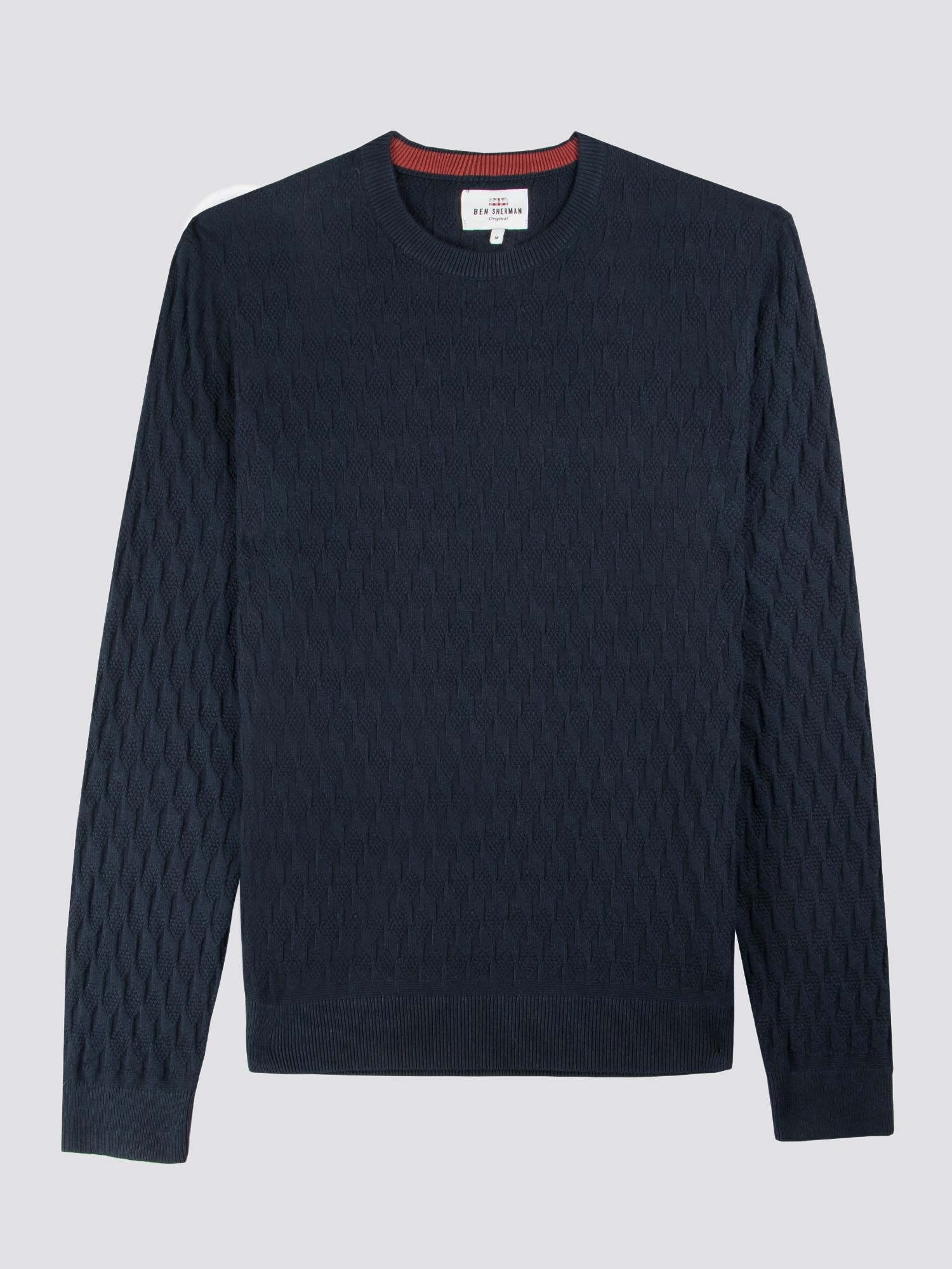 Men's Navy Pattern Crew Neck Jumper | Ben Sherman | Est 1963