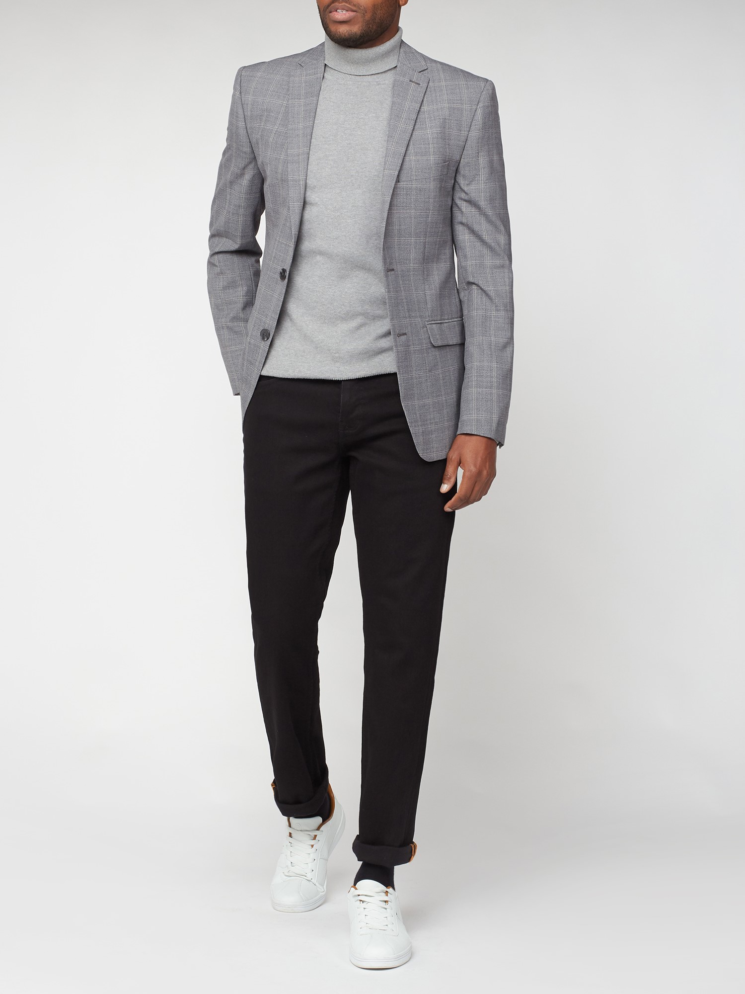 Gray windowpane outlet blazer