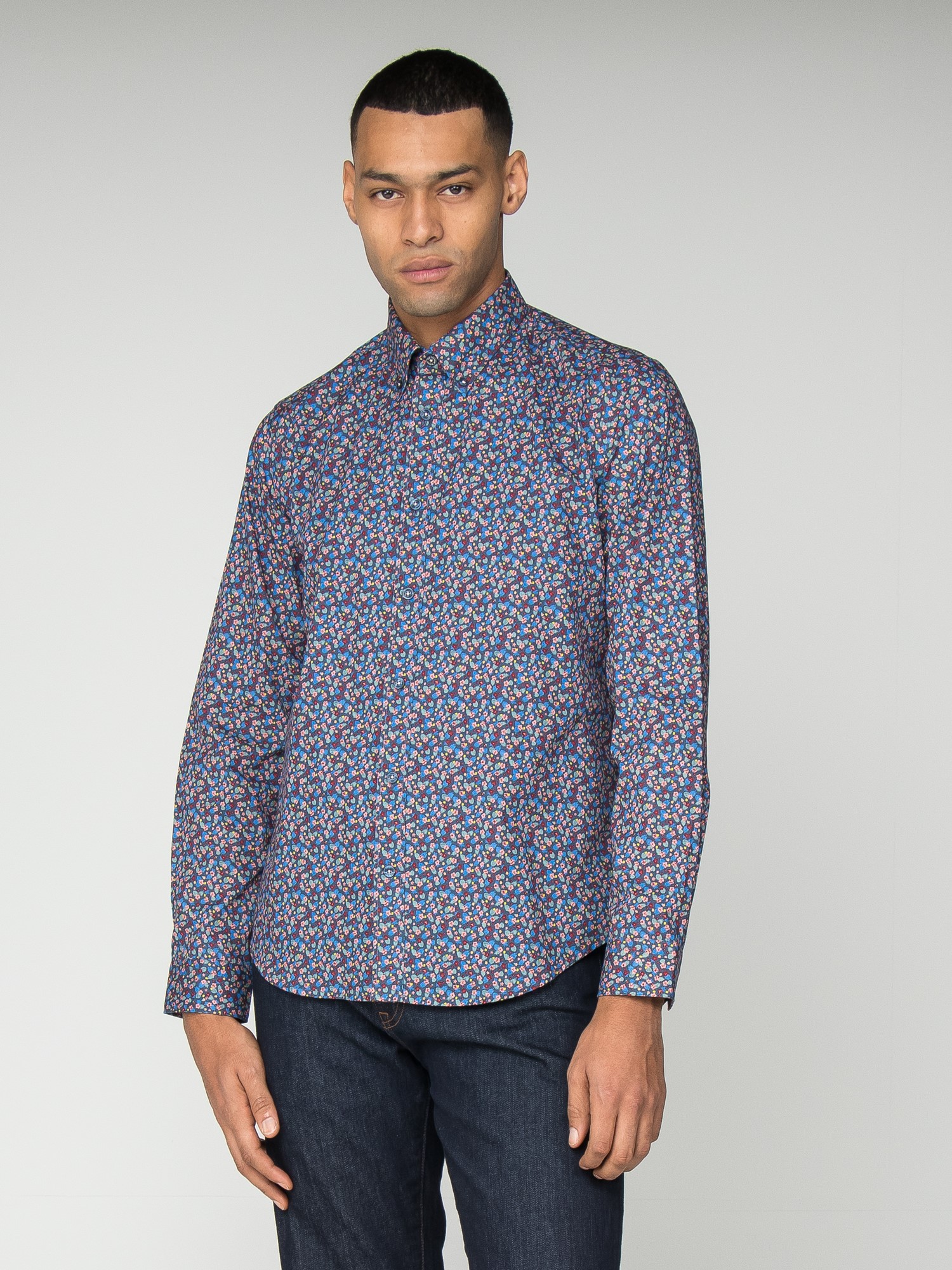 Blue Micro Floral Shirt | Ben Sherman
