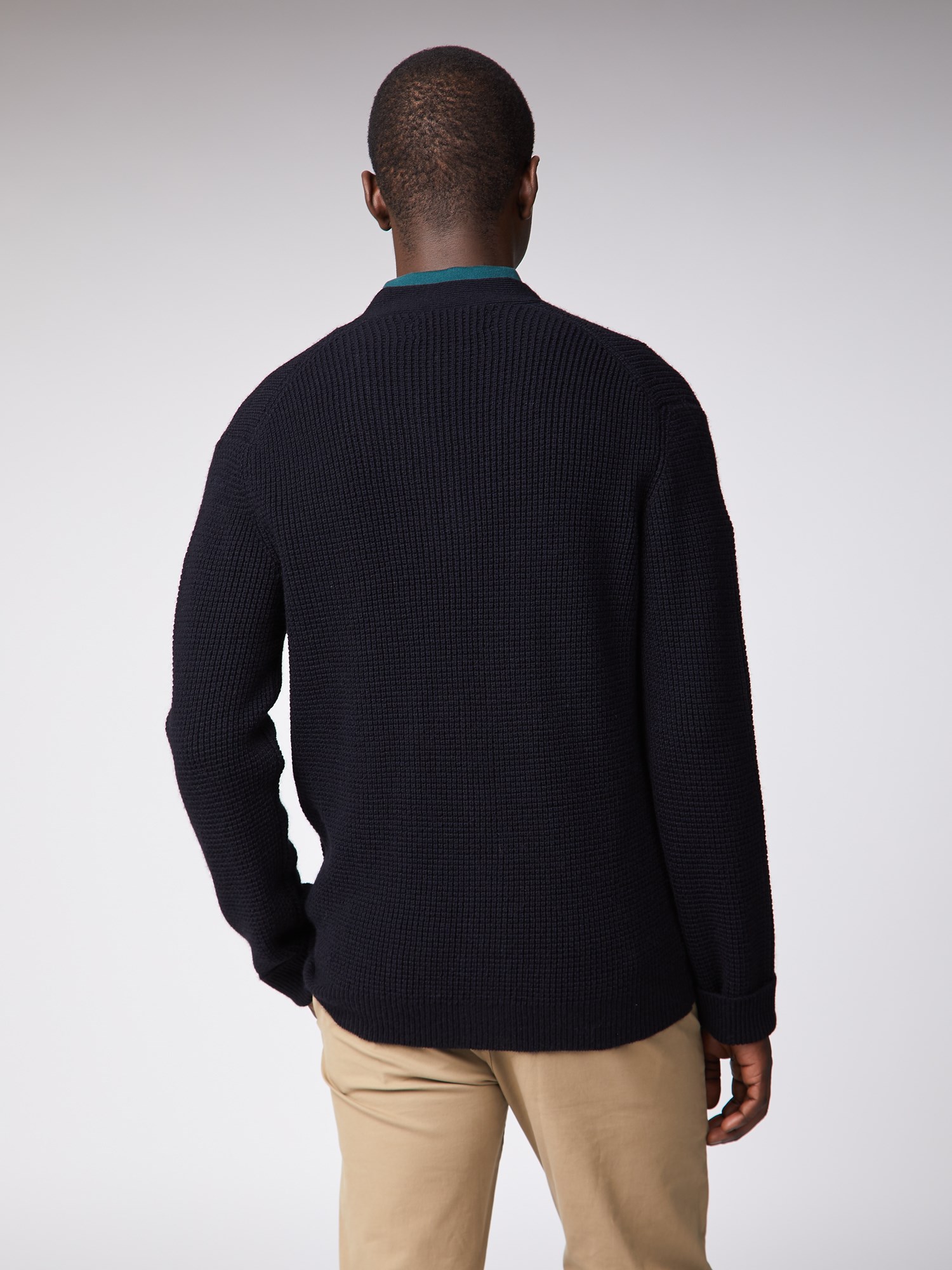 Men's Navy Blue Waffle Knit Cardigan | Ben Sherman | Est 1963