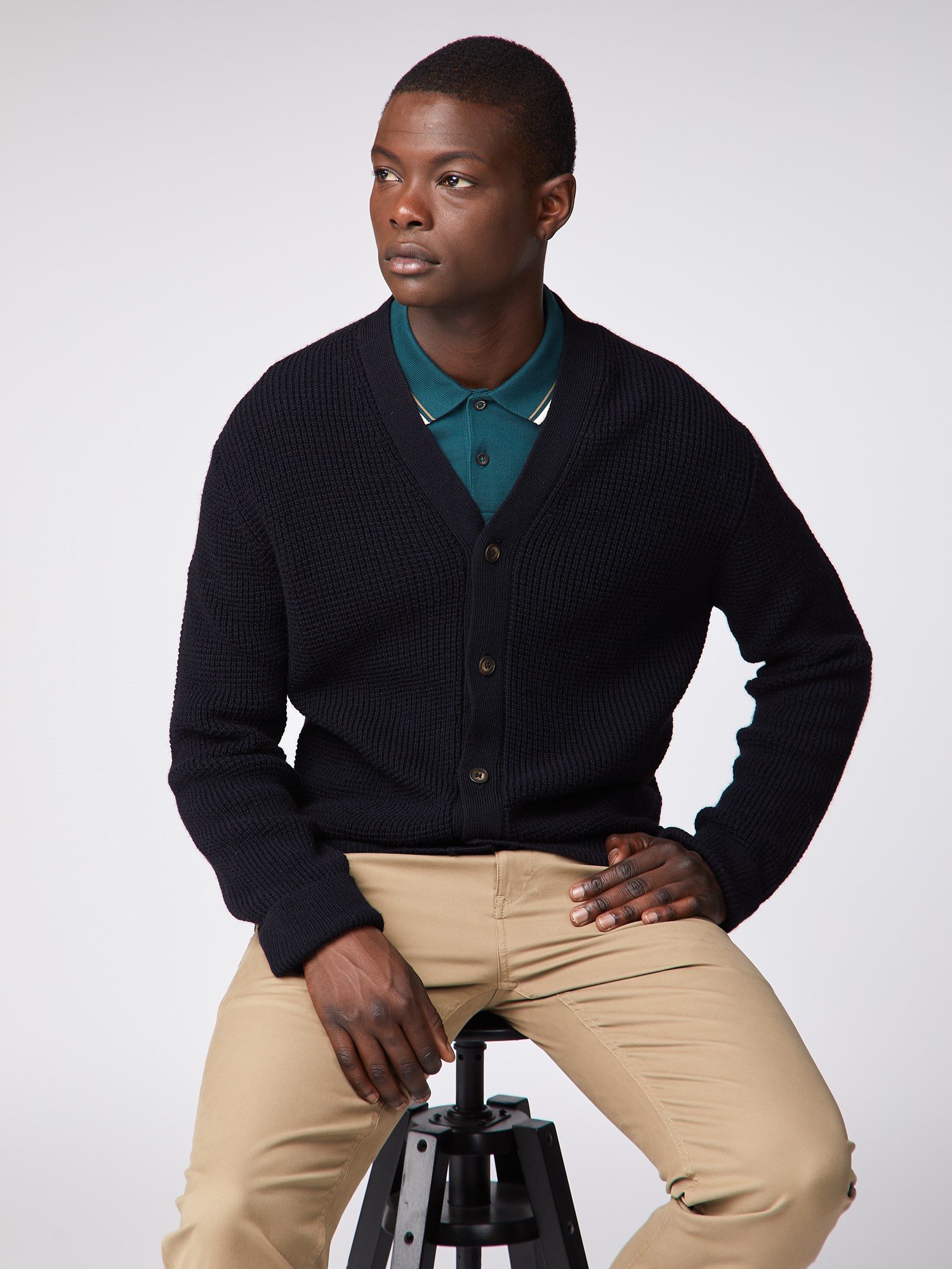 Mens black button up cardigan sale