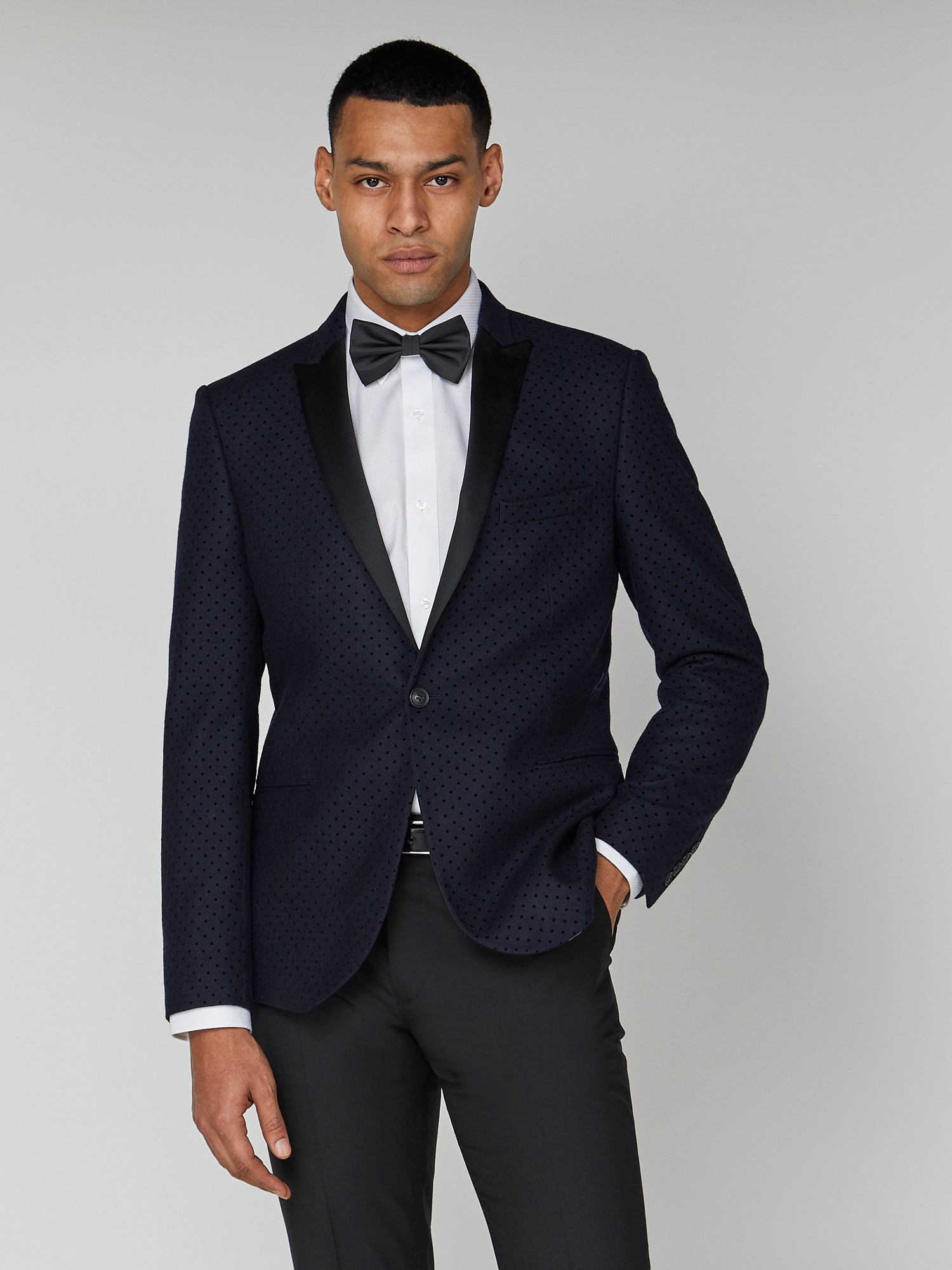 Men's Navy Polka Dot Tuxedo Jacket | Ben Sherman | Est 1963