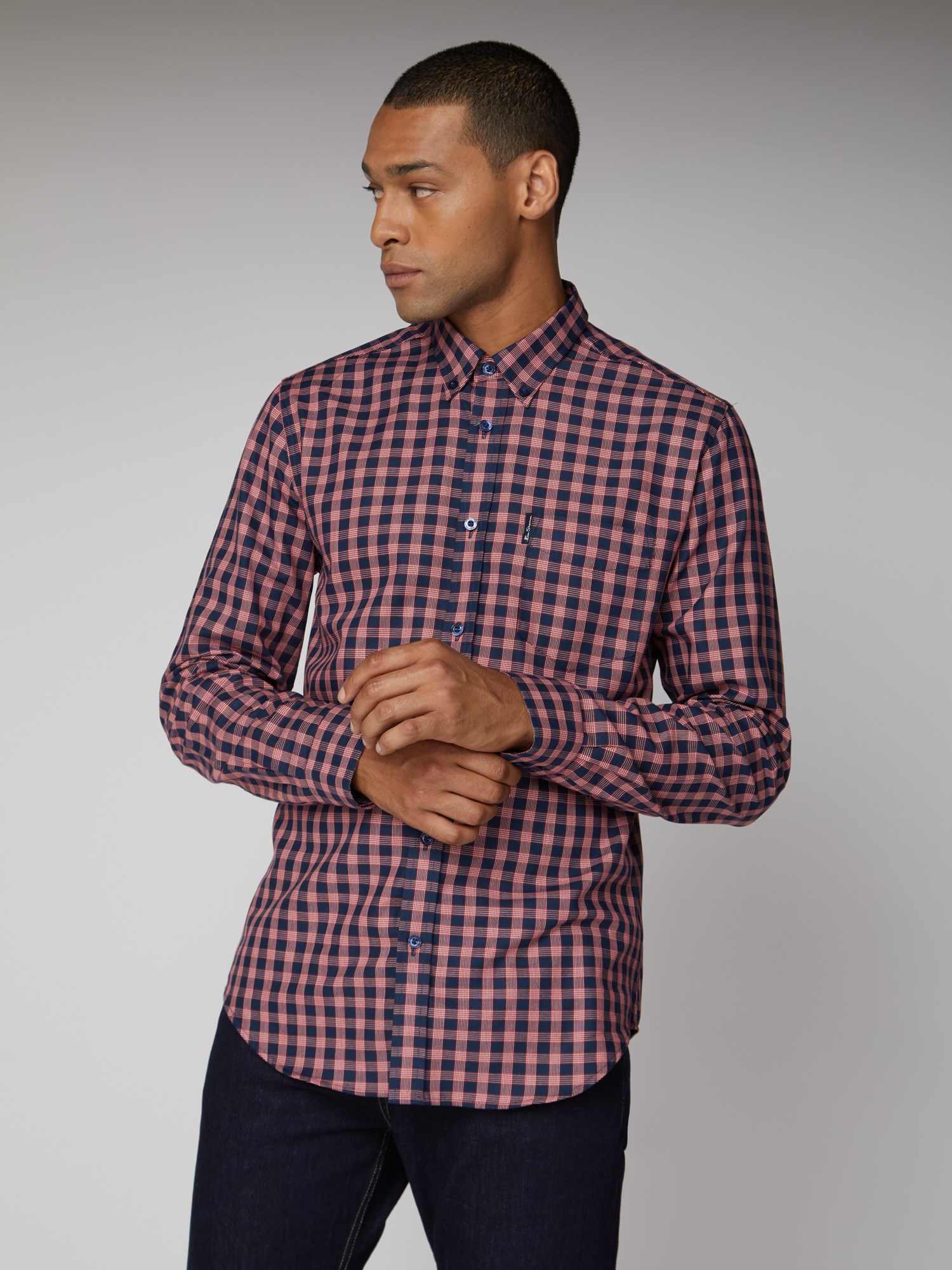 navy gingham shirt