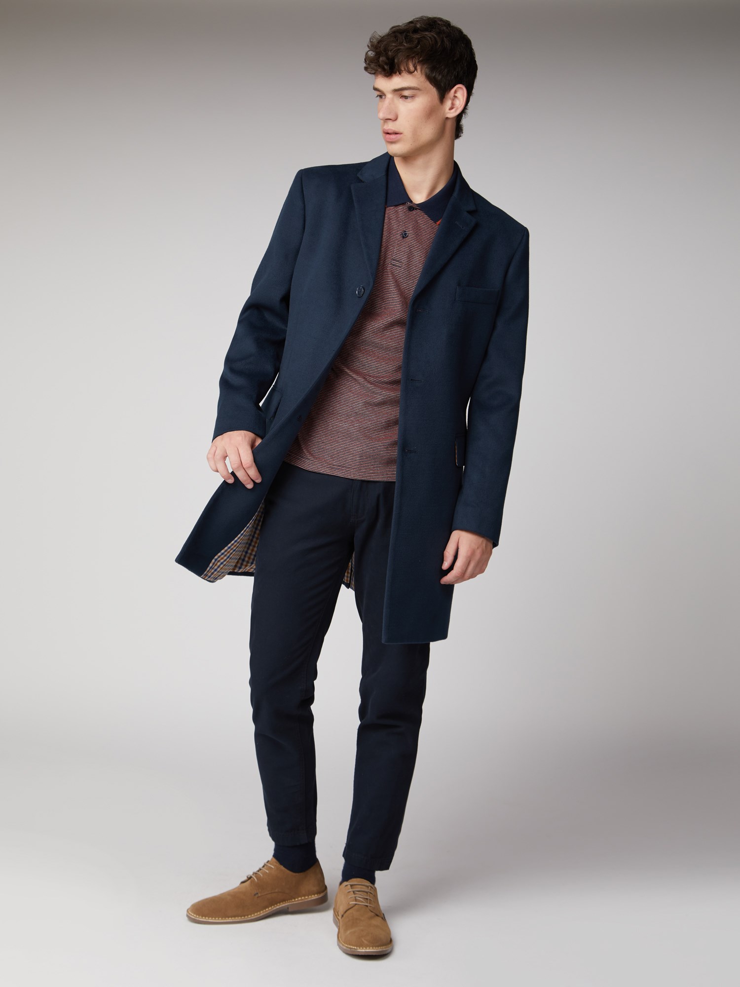 Navy tailored cheap coat