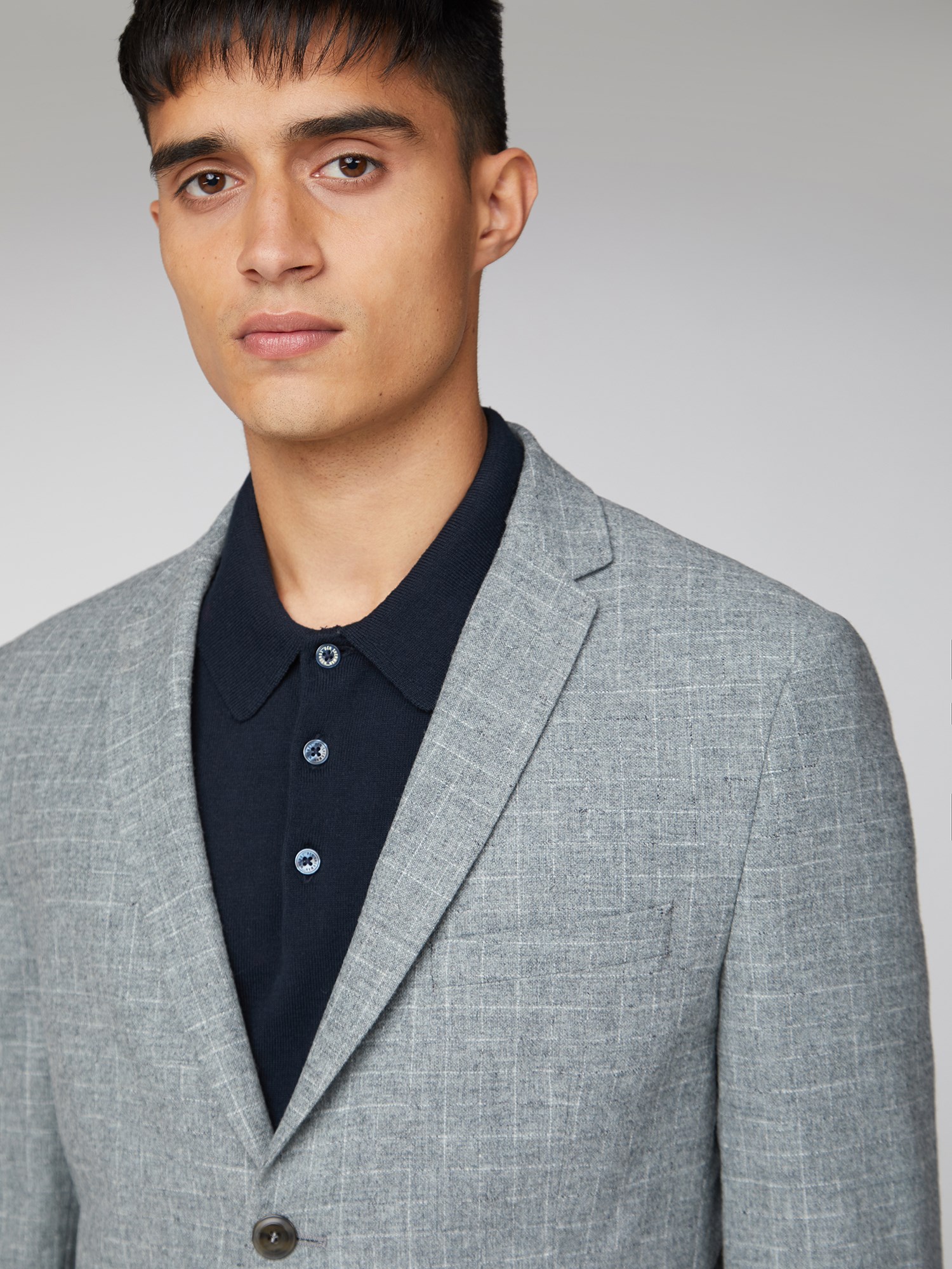 Light Grey Broken Checked Suit Jacket | Ben Sherman | Est 1963