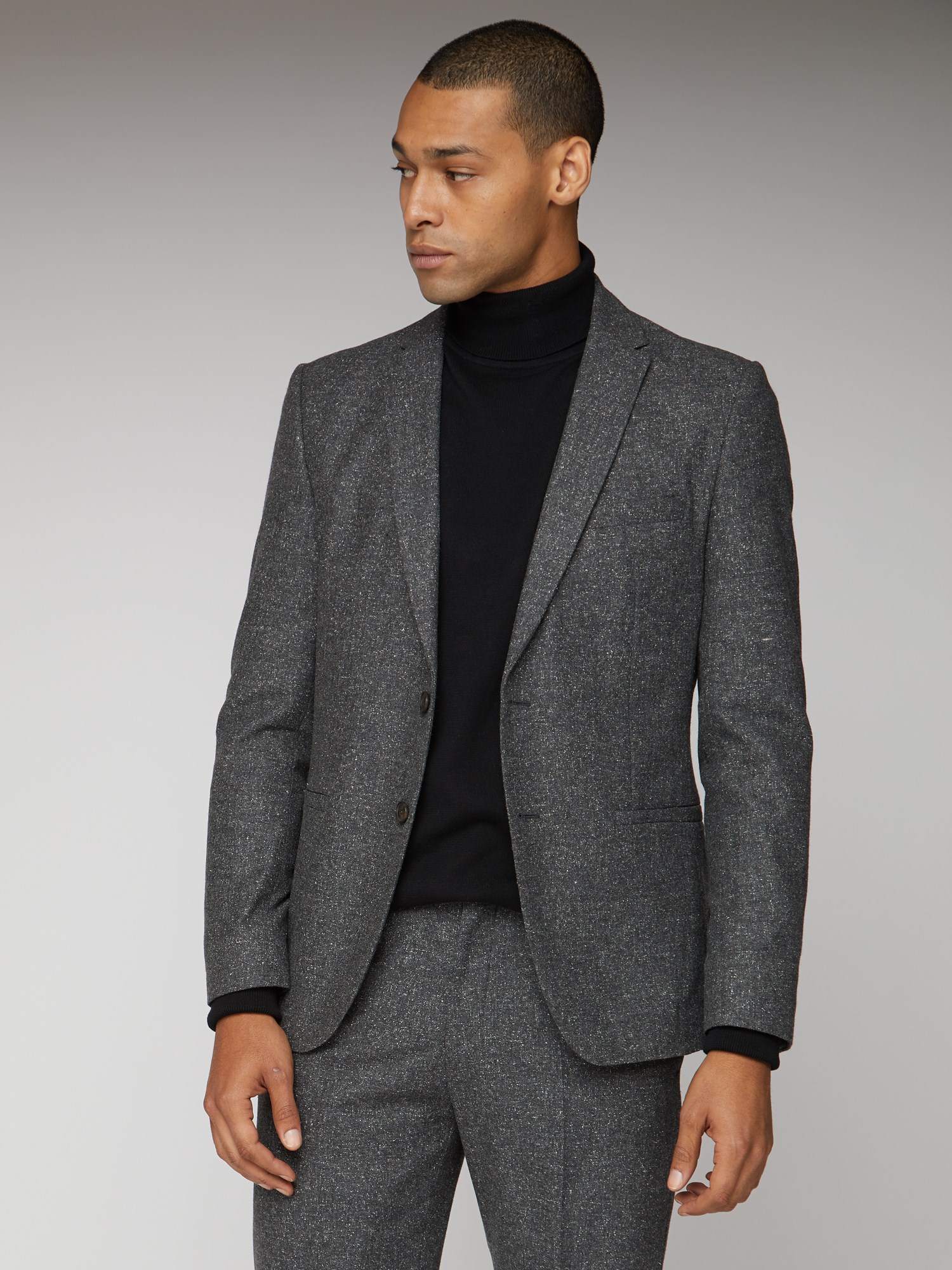 Men's Charcoal Speckle Camden Suit Jacket | Ben Sherman