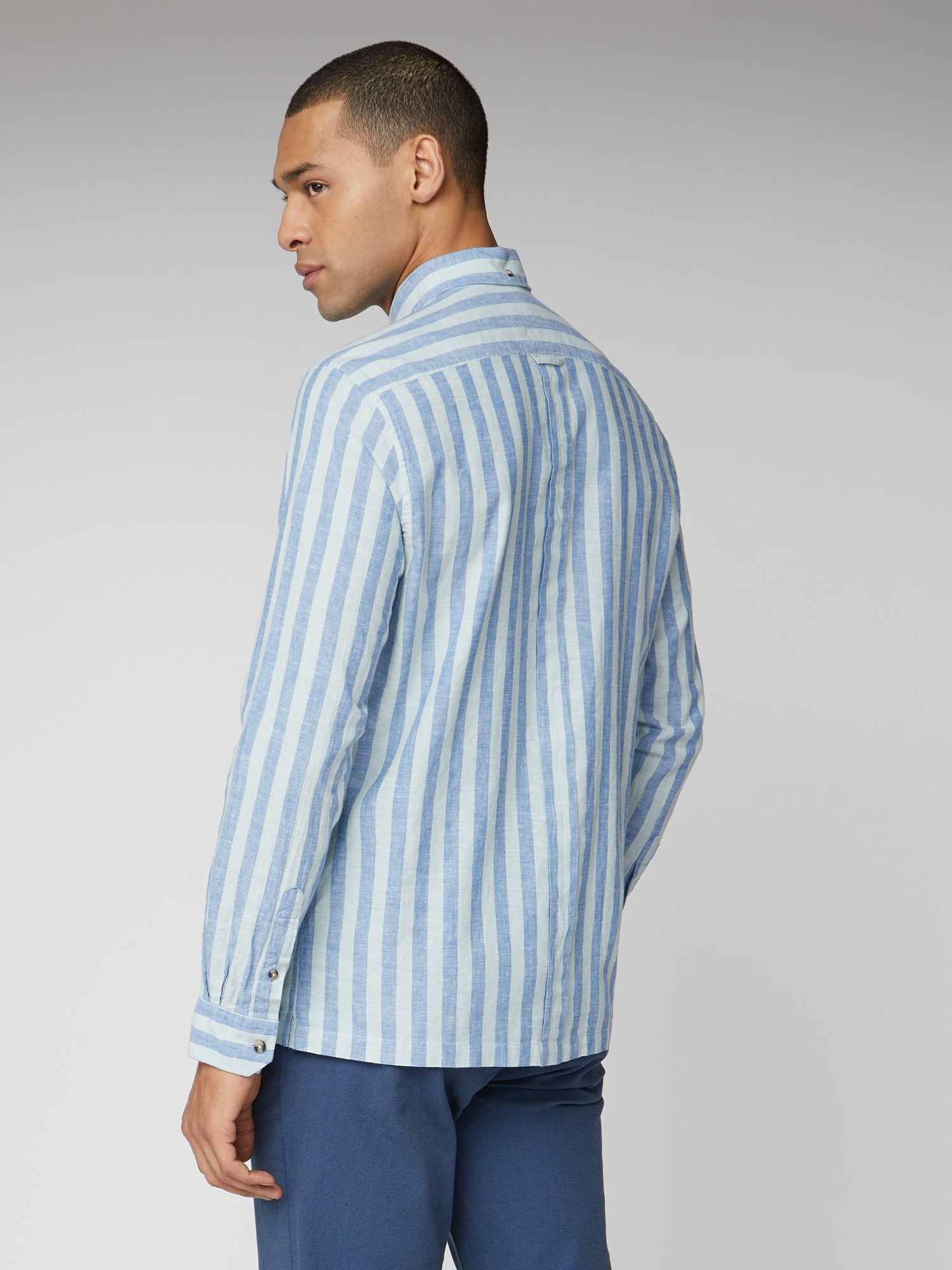 Retro Linen men's pastel candy striped shirt 2x /XL ... ^^^