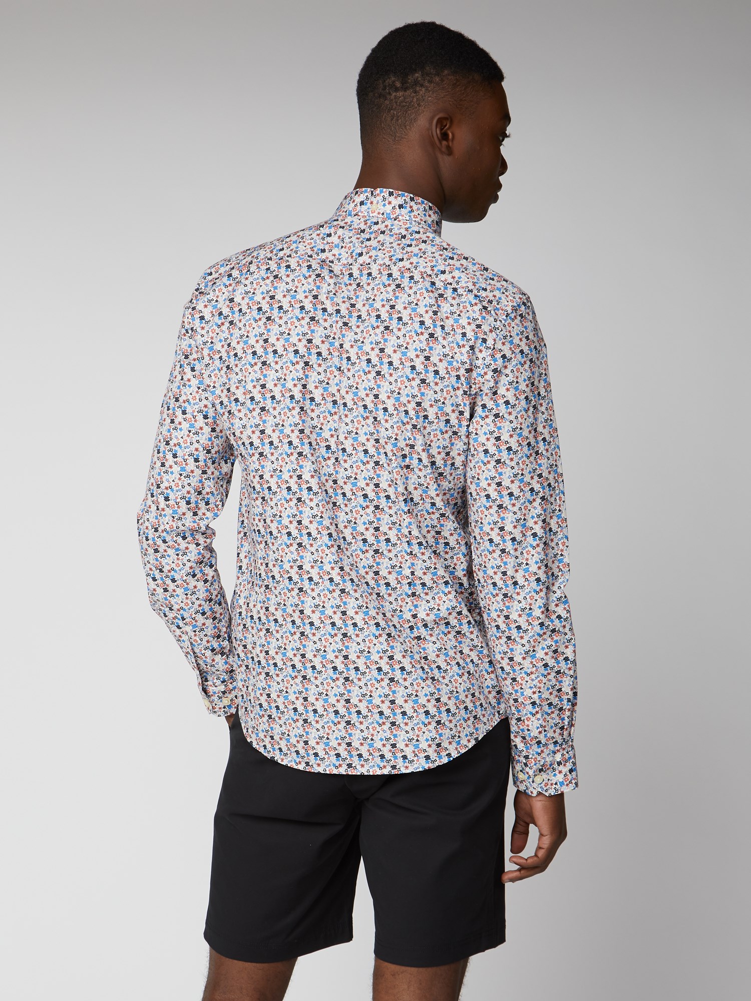 Blue White Tonal Flower Print Shirt | Ben Sherman | Est 1963