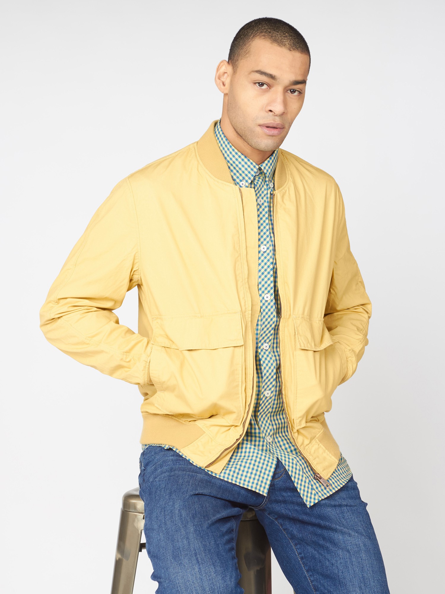 mens yellow gingham shirt