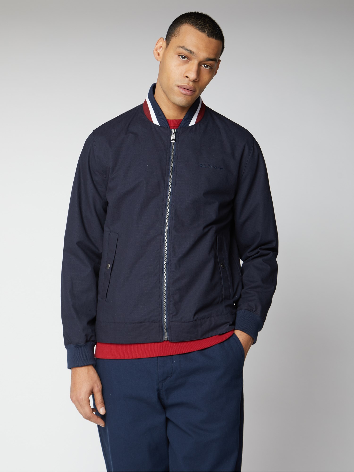 Men's Navy Blue Ripstop Bomber Jacket | Ben Sherman | Est 1963