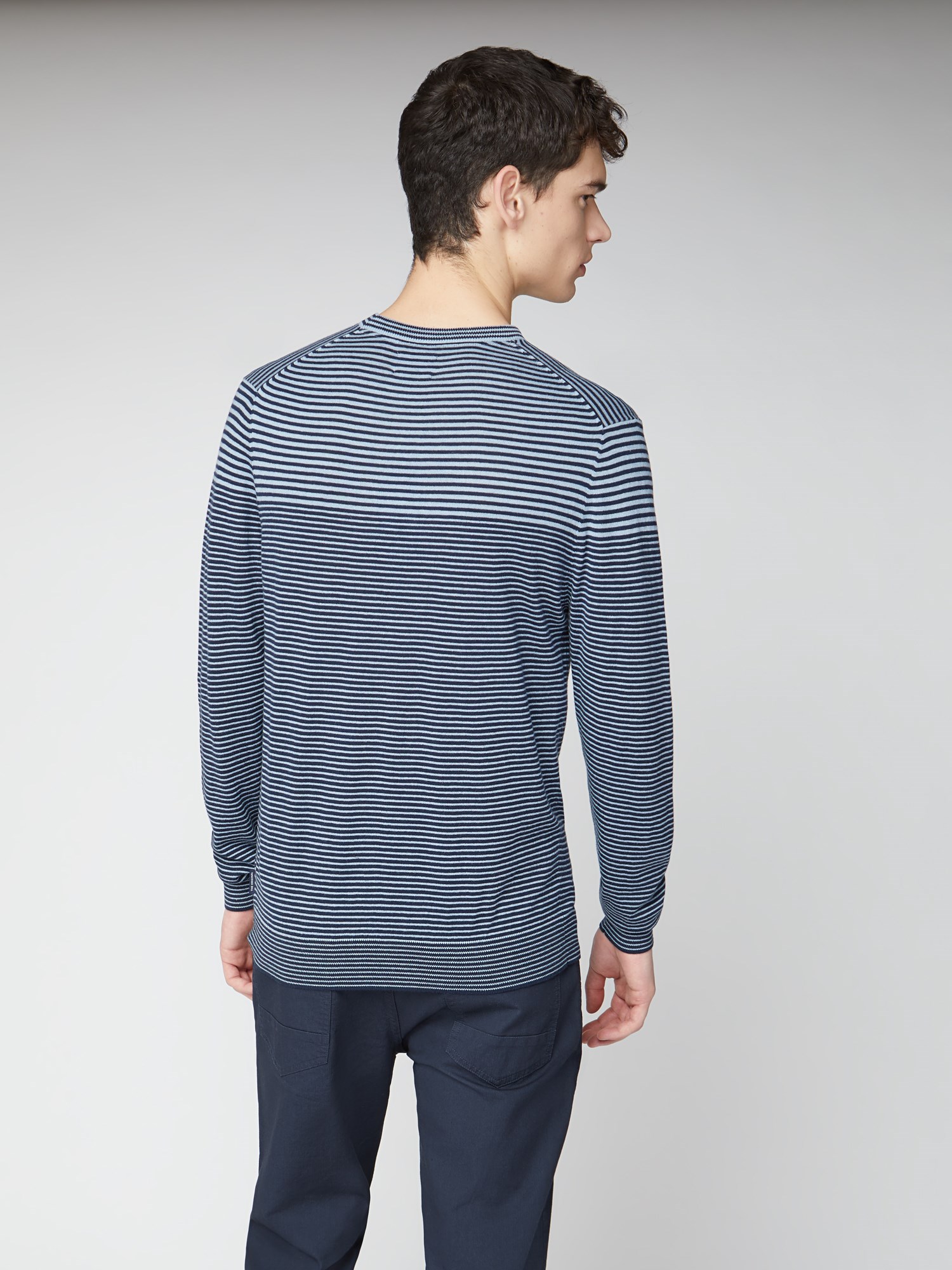 Breton Striped Blue Crew Neck Jumper | Ben Sherman | Est 1963