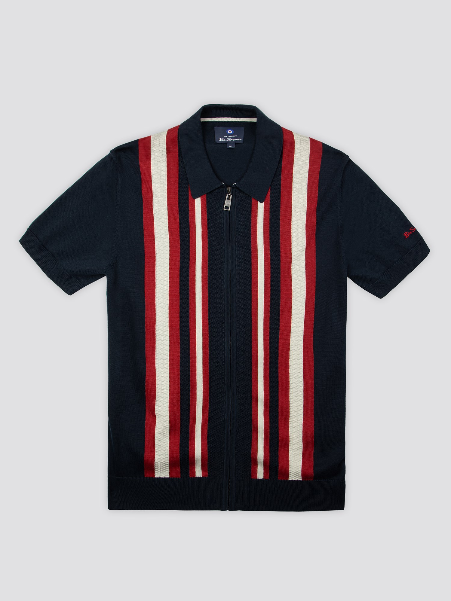 stripe zip polo