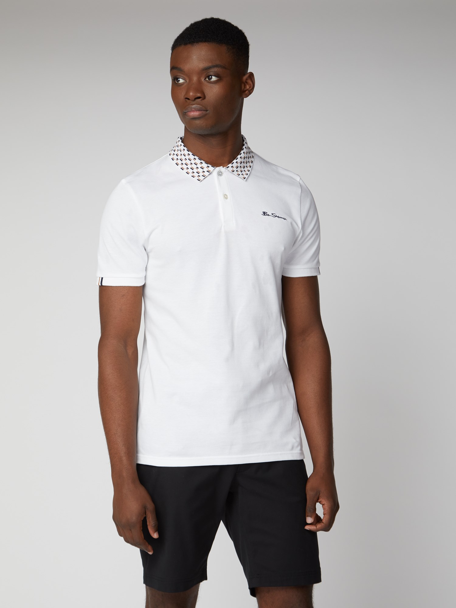 Striped hotsell collar polo