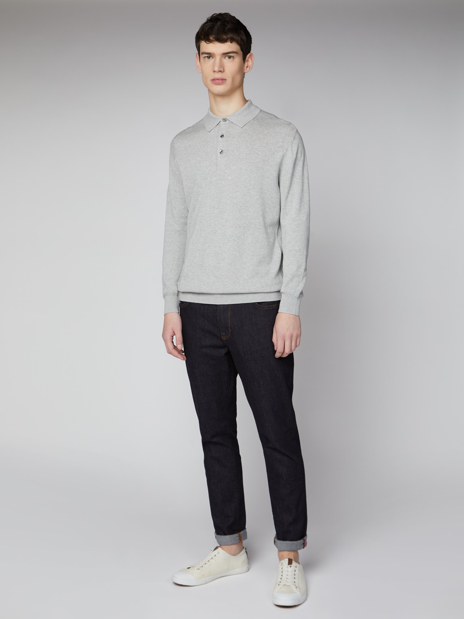 Grey Signature Long Sleeved Polo | Ben Sherman | Est 1963