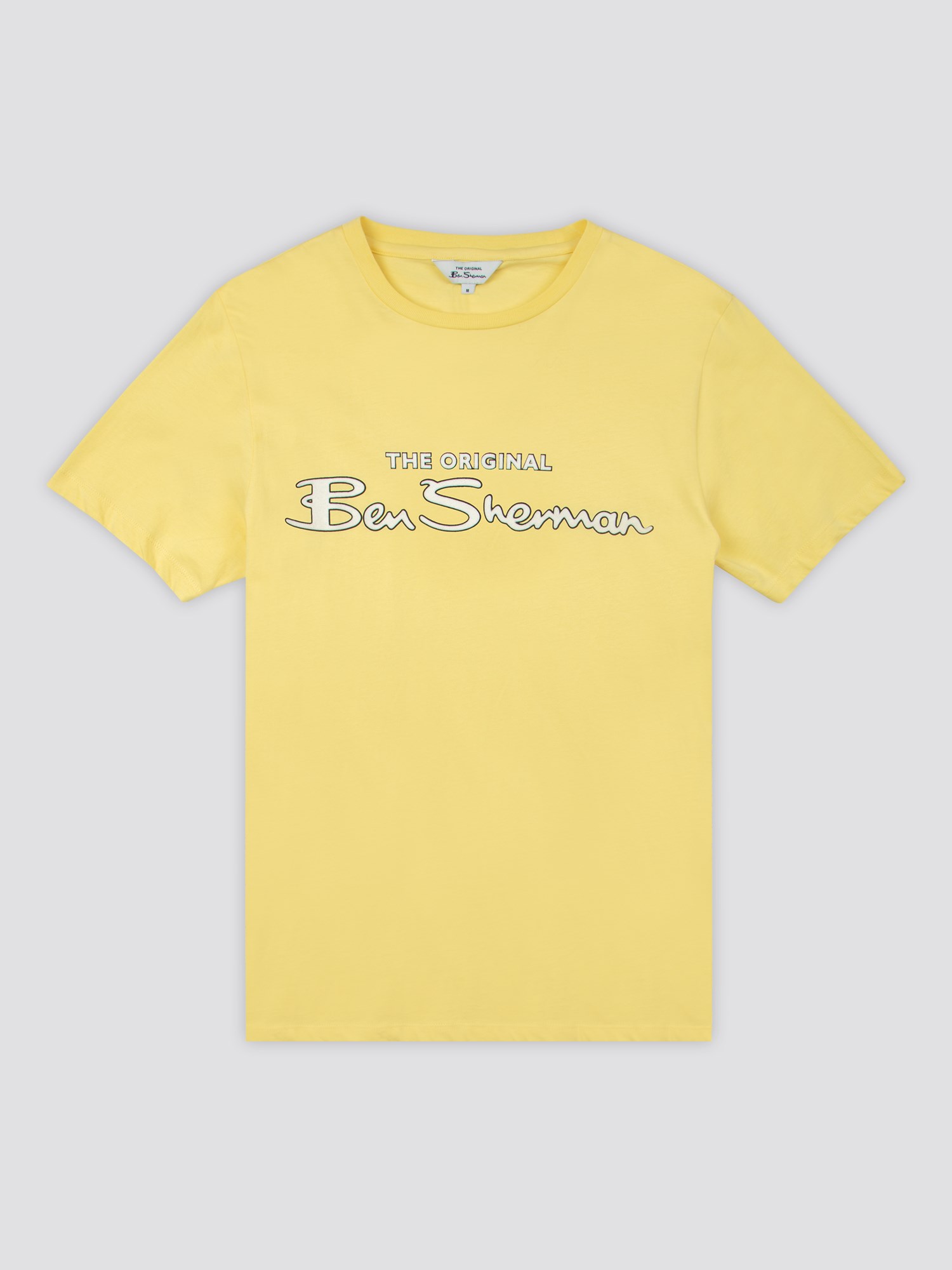 Yellow Signature Flocked Logo Print T Shirt Ben Sherman Uk