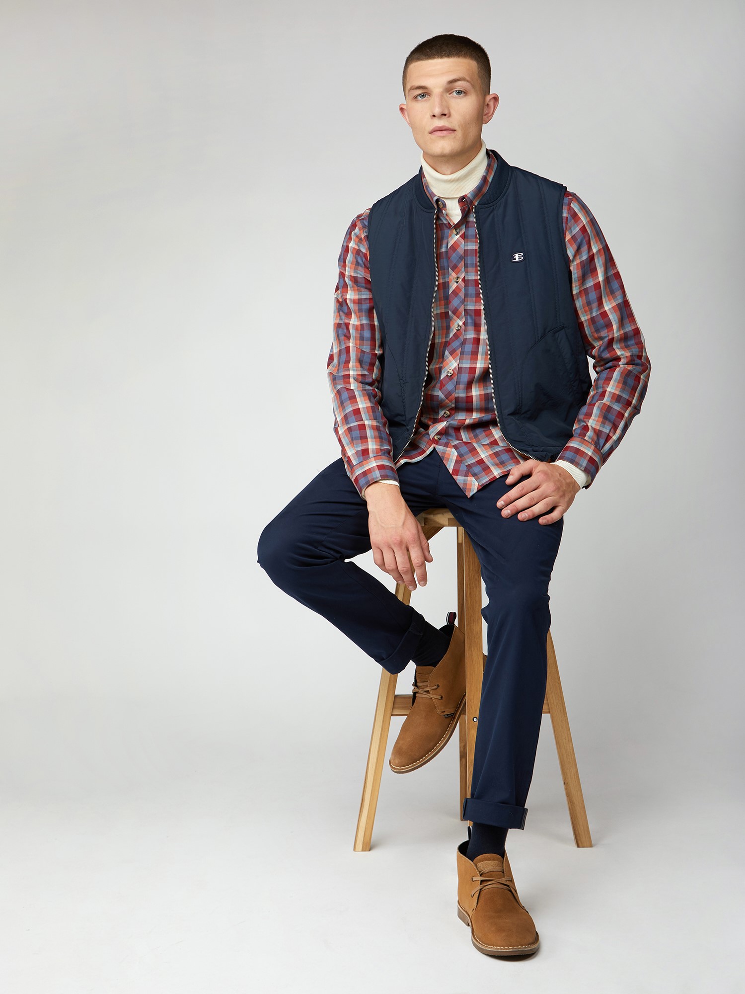 checked shirt with blazer