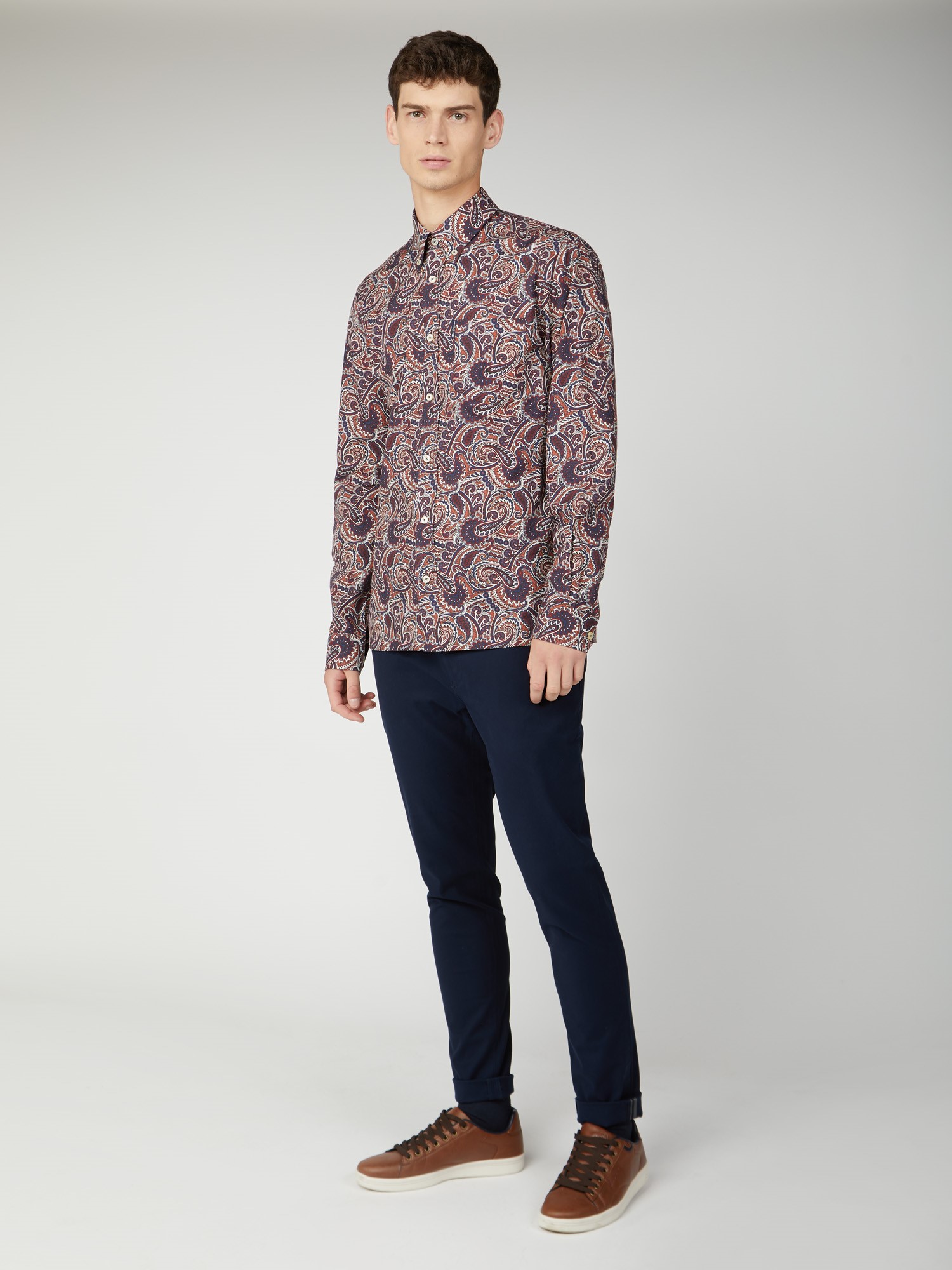 Men's Brown Large Paisley Print Shirt | Ben Sherman | Est 1963