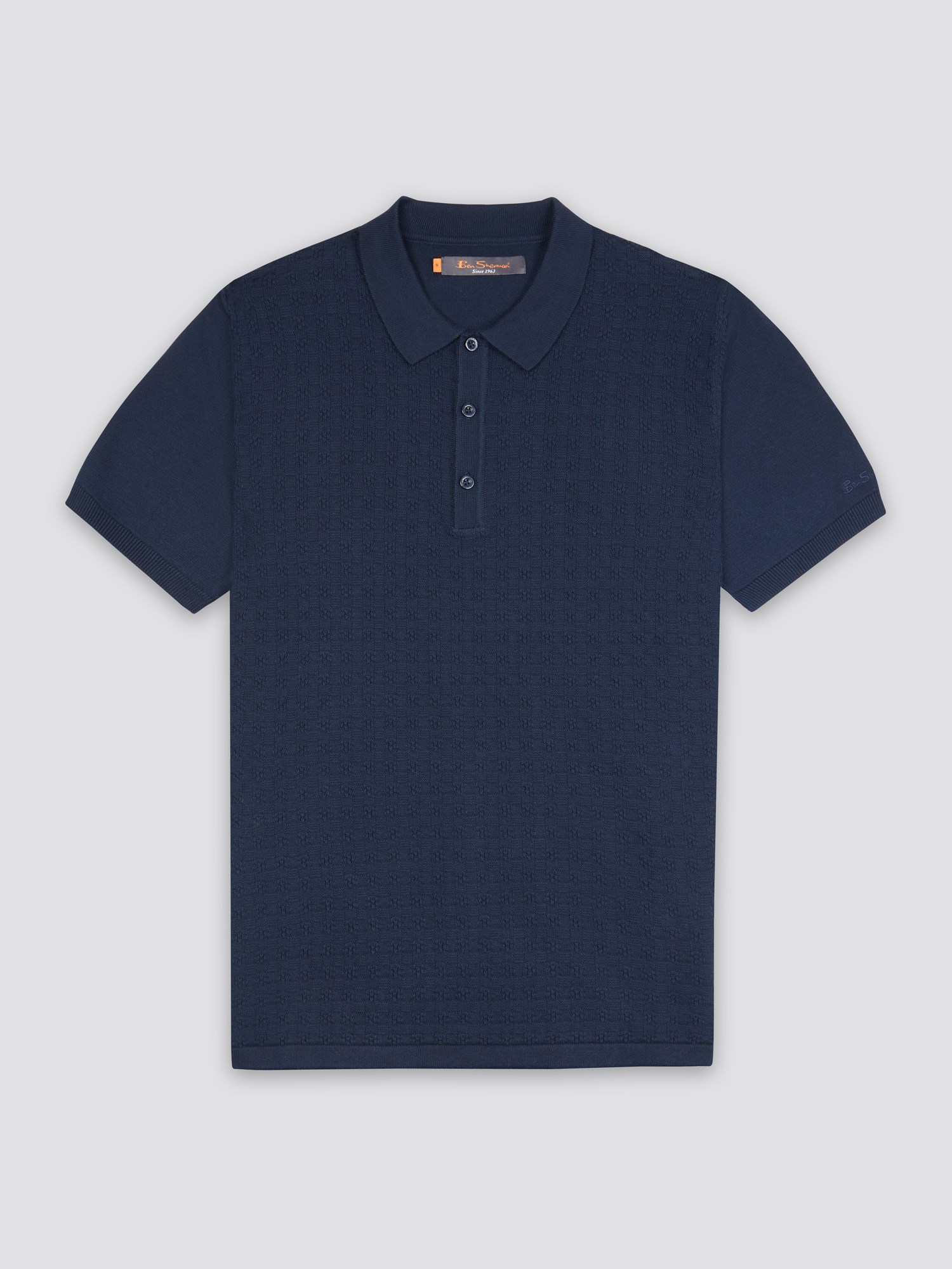 Men's Navy Textured Knit Polo Shirt | Ben Sherman | Est 1963