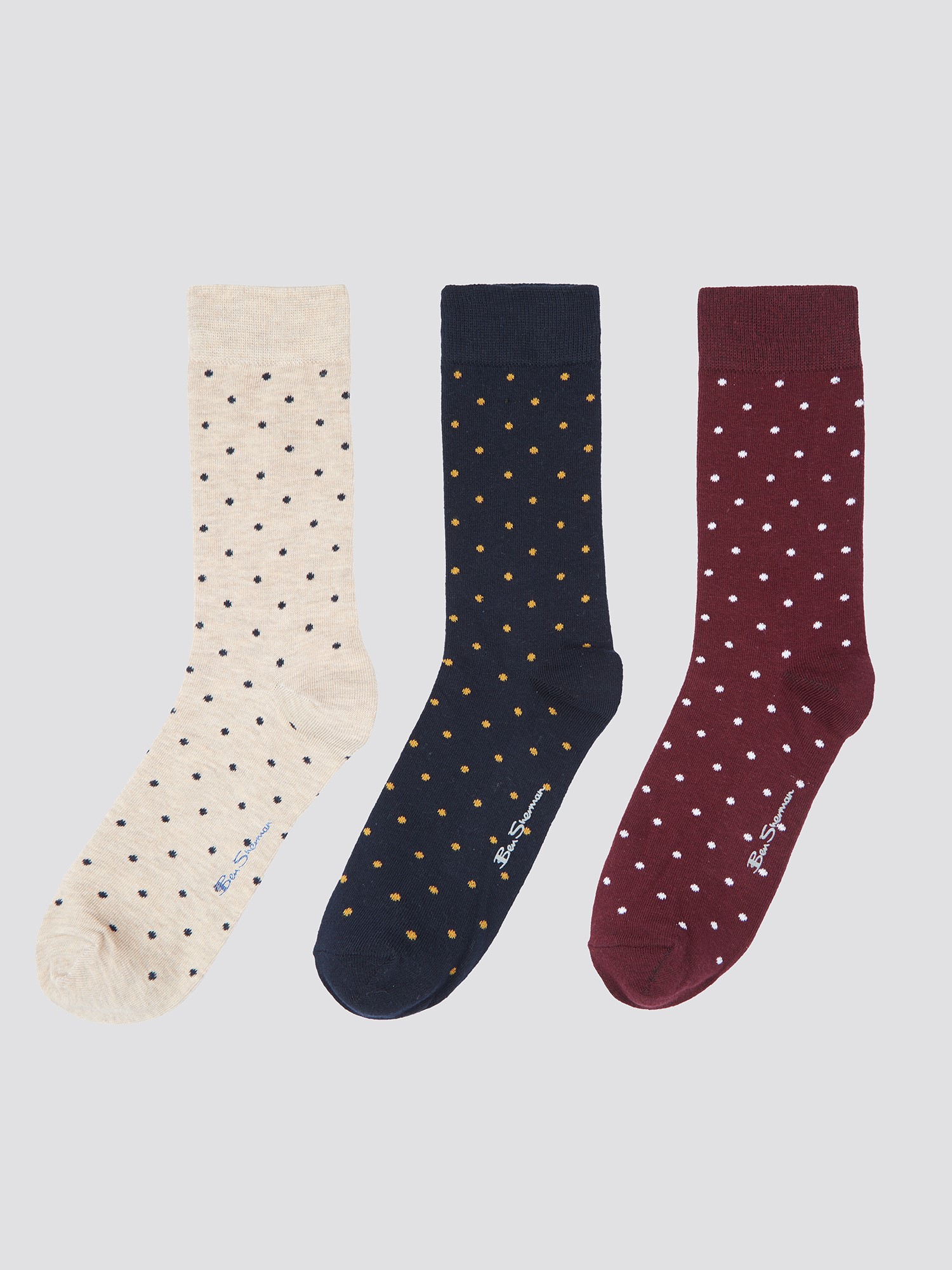 Men's 3 Pack of Polka Dot Pattern Socks | Ben Sherman | Est 1963