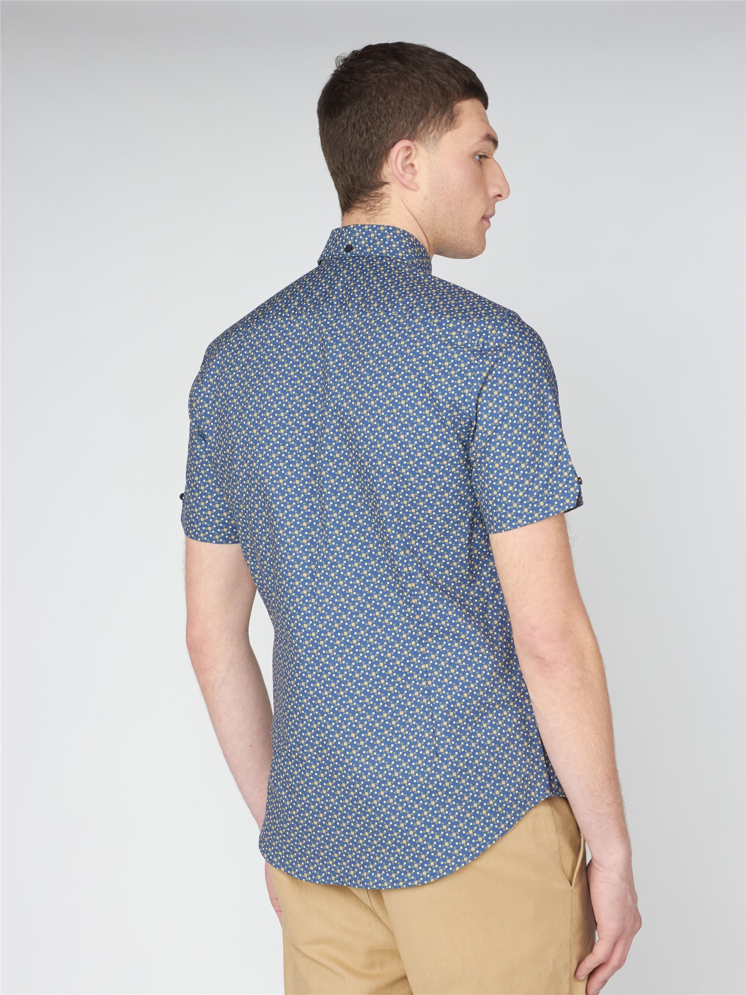 Men's Faded Square Print Shirt - Mood Indigo | Ben Sherman