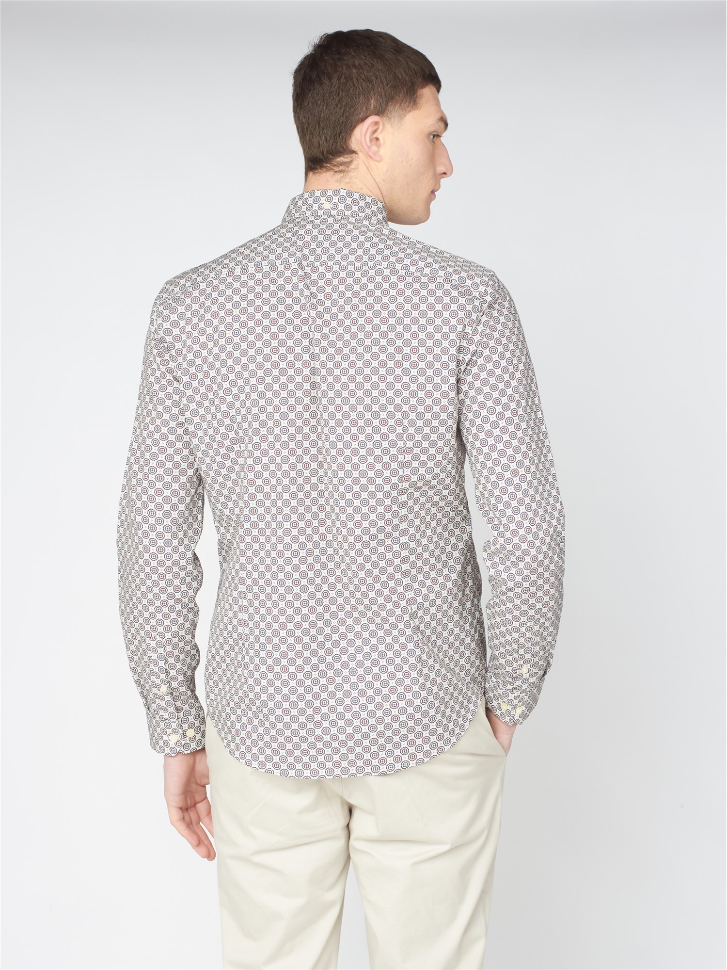 Men's Long Sleeve Foulard Print Shirt - Ivory | Ben Sherman