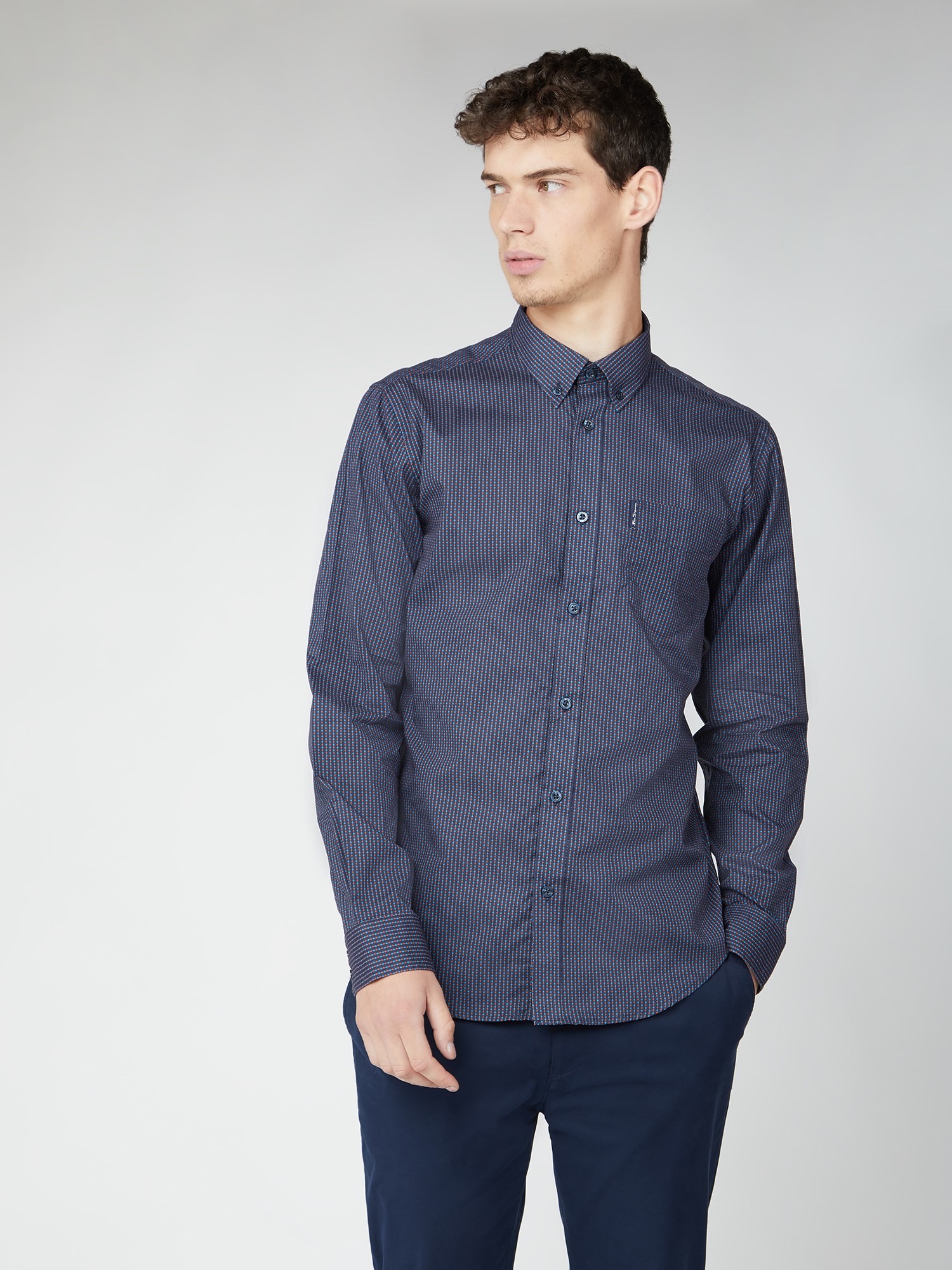 Men's Dark Navy Duo Spot Shirt | Ben Sherman