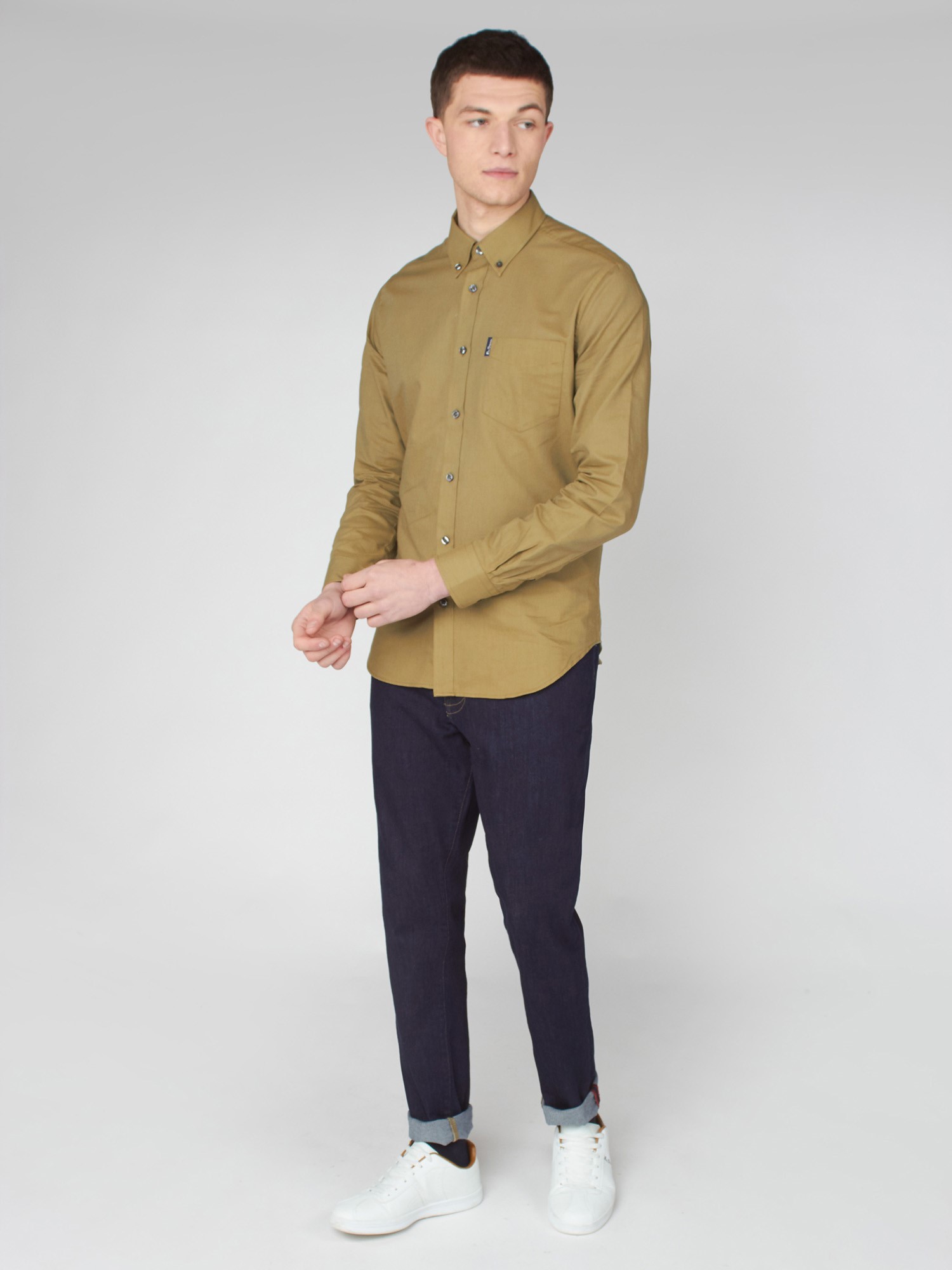 Men's Organic Cotton Oxford Shirt - Olive | Ben Sherman