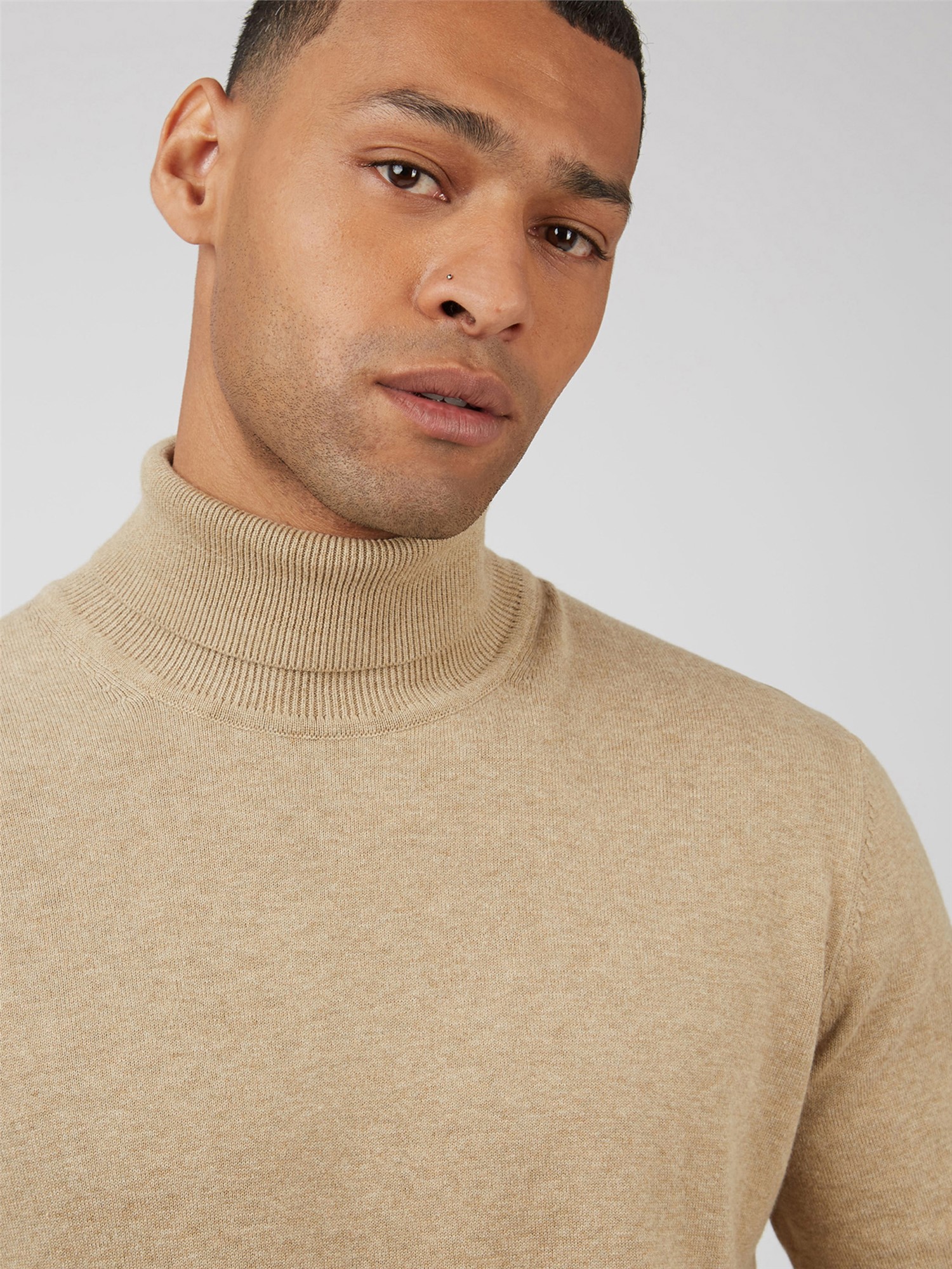 Signature Knitted Roll Neck Jumper - Sand